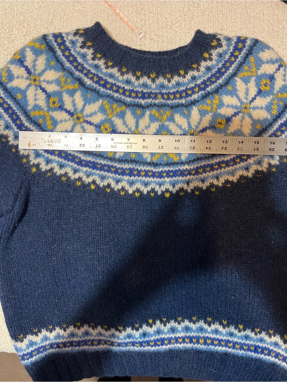 Brooks Brothers Fair Isle Wool Sweater Women Medium Nordic Blue Cozy - Picture 4 of 4